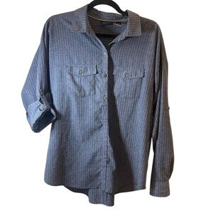 Marmot becka long sleeve pullover half button shirt blue large